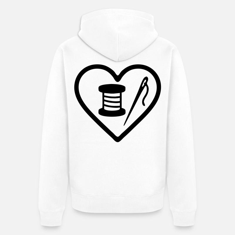 Coeur + Couture – Passion Couture - Veste à capuche bio Premium Unisexe - blanc