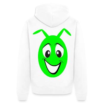 Green Cheerful Cartoon Face Monster - Unisex Premium Organic Zip Hoodie - white - Back - Thijin (182cm)