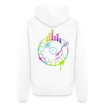 Musique Vinyle Platine DJ Equalizer Retro - Veste à capuche bio Premium Unisexe - blanc - Dos - Thijin (182cm)