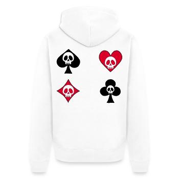 Totenkopf auf Spielkarten - Unisex Premium Bio Zip Hoodie - Weiß - Hinten - Thijin (182cm)