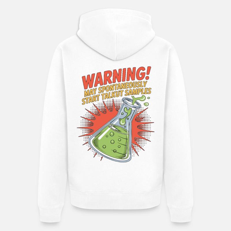 Lab Technician Warning May Spontaneously Scientist - Unisex Premium Bio Zip Hoodie - Weiß