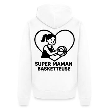Super maman coiffeuse – Cœur coiffure - Veste à capuche bio Premium Unisexe - blanc - Dos - Thijin (182cm)
