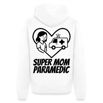 Super Mama Sanitäterin – Rettung Herz - Unisex Premium Bio Zip Hoodie - Weiß - Hinten - Thijin (182cm)