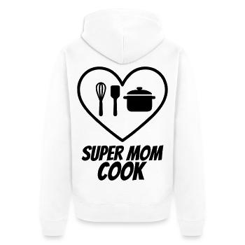 Super Mama Köchin – Herz & Küche  - Unisex Premium Bio Zip Hoodie - Weiß - Hinten - Thijin (182cm)