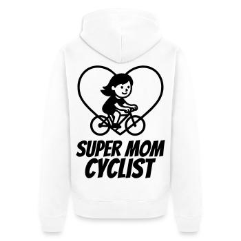 Super Mama Radfahrerin – Fahrrad Herz - Unisex Premium Bio Zip Hoodie - Weiß - Hinten - Thijin (182cm)