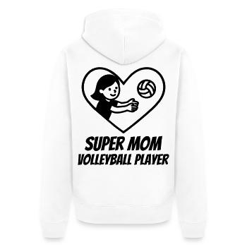 Super Mama Volleyballerin – Herz Volleyball - Unisex Premium Bio Zip Hoodie - Weiß - Hinten - Thijin (182cm)