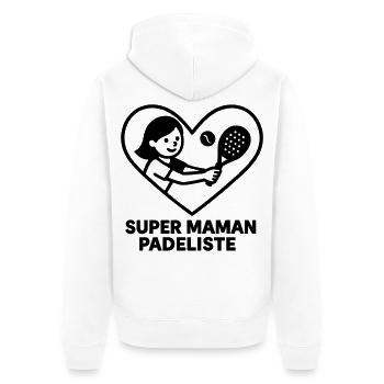 Super Padelist Mom – Cœur padel - Unisex Premium Organic Zip Hoodie - white - Back - Thijin (182cm)