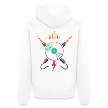 Vinyle arc-en-ciel néon, son rave joyeuse - Veste à capuche bio Premium Unisexe - blanc - Dos - Thijin (182cm)