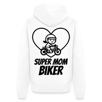 Super Mom Biker – Motorcycle Heart - Unisex Premium Organic Zip Hoodie - white - Back - Thijin (182cm)
