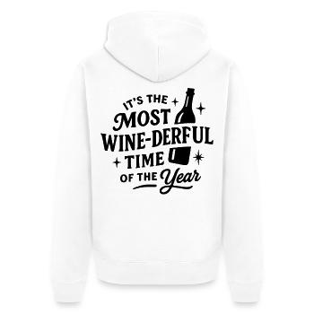 Es ist die weinreichste Zeit des Jahres - Unisex Premium Bio Zip Hoodie - Weiß - Hinten - Thijin (182cm)