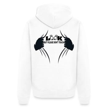 Look but please don't touch - Unisex Premium Organic Zip Hoodie - white - Back - Thijin (182cm)