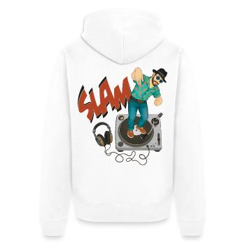 SLAM GUY - nice people - Veste à capuche bio Premium Unisexe - blanc - Dos - Thijin (182cm)
