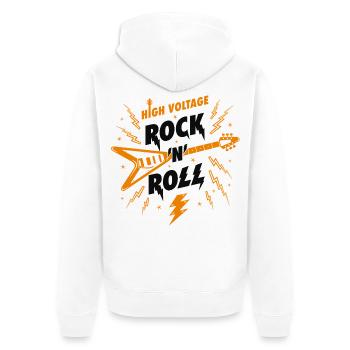 Hochspannungs-Rock'n'Roll-Gitarre - Unisex Premium Bio Zip Hoodie - Weiß - Hinten - Thijin (182cm)