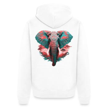 Safari Nature Elephant Africa Art aquarelle en nature sauvage - Veste à capuche bio Premium Unisexe - blanc - Dos - Thijin (182cm)