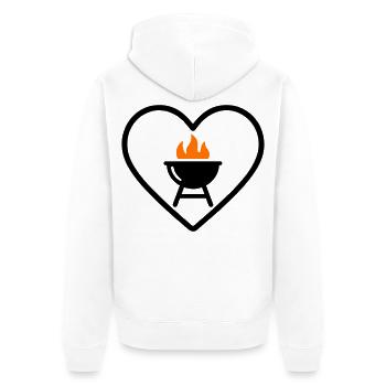 Heart Barbecue – Design pour les amateurs de grills - Veste à capuche bio Premium Unisexe - blanc - Dos - Thijin (182cm)