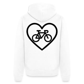 Heart Cycling – Bike Lover Design - Unisex Premium Organic Zip Hoodie - white - Back - Thijin (182cm)