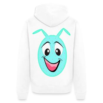 Kawaii Herzchen-Eierfreund - Unisex Premium Bio Zip Hoodie - Weiß - Hinten - Thijin (182cm)