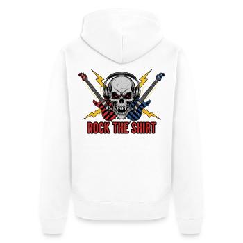 Tshirt Skull Rock Guitar Headphones - Unisex Premium Organic Zip Hoodie - white - Back - Thijin (182cm)