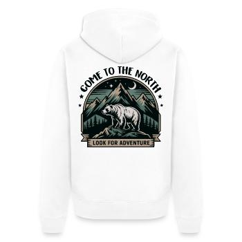 Northern Adventure Bear on the Mountain - Unisex Premium Organic Zip Hoodie - white - Back - Thijin (182cm)