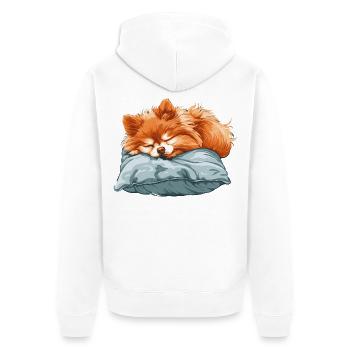Spitz endormi sur un oreiller - Veste à capuche bio Premium Unisexe - blanc - Dos - Thijin (182cm)