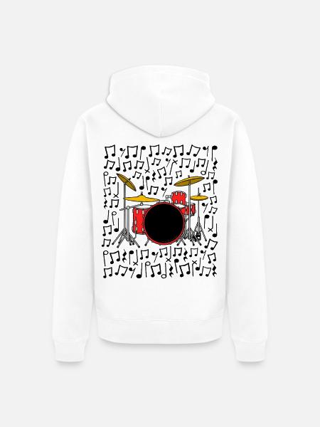 Drumset Musiknoten Schlagzeuger Musiklehrer - Unisex Premium Bio Zip Hoodie - Weiß