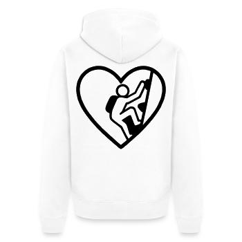Herzklettern – Vertikale Leidenschaft - Unisex Premium Bio Zip Hoodie - Weiß - Hinten - Thijin (182cm)