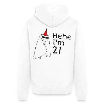 21 ans anniversaire - Cadeau 21e anniversaire - Veste à capuche bio Premium Unisexe - blanc - Dos - Thijin (182cm)