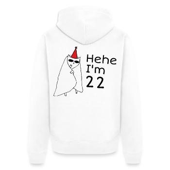 22 ans anniversaire - Cadeau 22e anniversaire - Veste à capuche bio Premium Unisexe - blanc - Dos - Thijin (182cm)