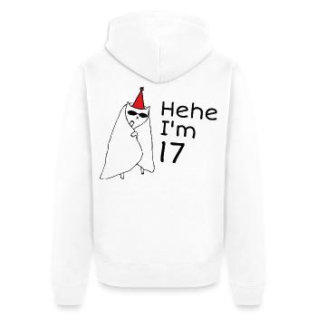 17 ans anniversaire - Cadeau 17e anniversaire - Veste à capuche bio Premium Unisexe - blanc - Dos - Thijin (182cm)