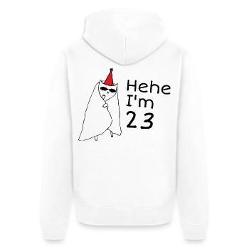 23 ans anniversaire - Cadeau 23e anniversaire - Veste à capuche bio Premium Unisexe - blanc - Dos - Thijin (182cm)
