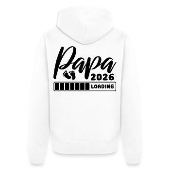 Papa 2026 loading - Schwangerschaft - Geschenk - Unisex Premium Bio Zip Hoodie - Weiß - Hinten - Thijin (182cm)