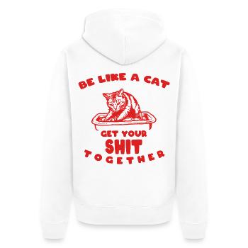 Cat Motto Get Your Shit Together - Unisex Premium Organic Zip Hoodie - white - Back - Thijin (182cm)