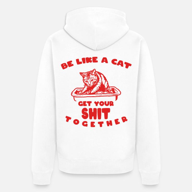 Devise du chat : Reprends-toi - Veste à capuche bio Premium Unisexe - blanc