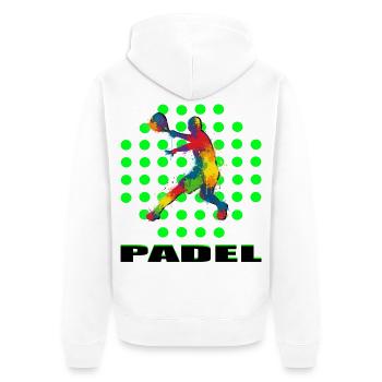 Padel - Unisex Premium Bio Zip Hoodie - Weiß - Hinten - Thijin (182cm)
