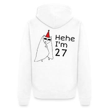 27 ans anniversaire - Cadeau 27e anniversaire - Veste à capuche bio Premium Unisexe - blanc - Dos - Thijin (182cm)