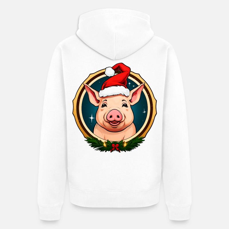 Cochons de Noël - Veste à capuche bio Premium Unisexe - blanc