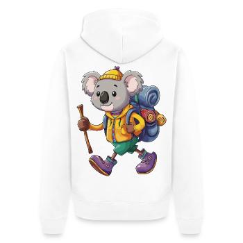 Süßer Koala-Wander-Camping-Abenteuer-Rucksacktourist. - Unisex Premium Bio Zip Hoodie - Weiß - Hinten - Thijin (182cm)