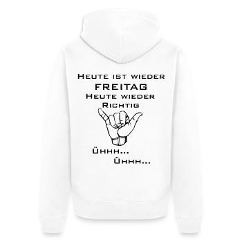 Today is Friday again. - Unisex Premium Organic Zip Hoodie - white - Back - Thijin (182cm)