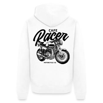Monochrome Moto-Skizze - Unisex Premium Bio Zip Hoodie - Weiß - Hinten - Thijin (182cm)