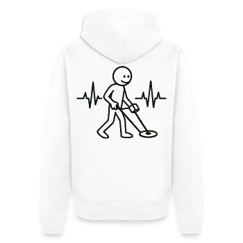 Herzschlag-Metall-Erkennungs-Schatzsucher-Design - Unisex Premium Bio Zip Hoodie - Weiß - Hinten - Thijin (182cm)