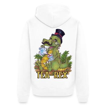 Witziger Tee Rex Wortwitz Hand gezeichnet Dino - Unisex Premium Bio Zip Hoodie - Weiß - Hinten - Thijin (182cm)