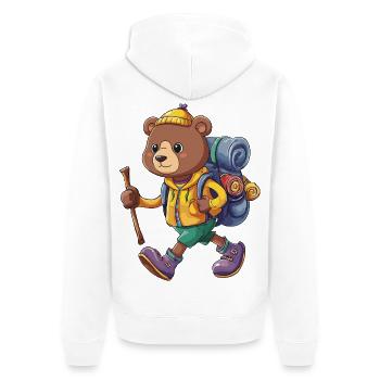 Süßer Bär Wandern Camping Abenteuer Rucksacktourist - Unisex Premium Bio Zip Hoodie - Weiß - Hinten - Thijin (182cm)