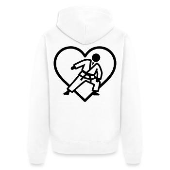 Judo Heart – Leidenschaft für Kampfkünste - Unisex Premium Bio Zip Hoodie - Weiß - Hinten - Thijin (182cm)