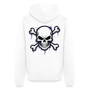 Düsterer Skull mit Knochen - Unisex Premium Bio Zip Hoodie - Weiß - Hinten - Thijin (182cm)