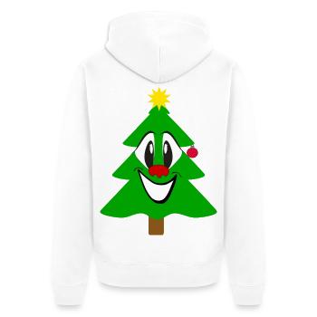 Laughing Christmas Tree Cartoon - Unisex Premium Organic Zip Hoodie - white - Back - Thijin (182cm)