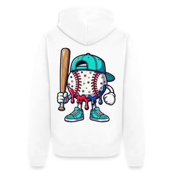 Schmelzendes Baseball-Maskottchen mit Schläger - Unisex Premium Bio Zip Hoodie - Weiß - Hinten - Thijin (182cm)