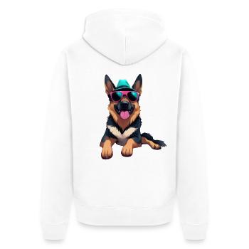 Sunglasses Shepherd Dog - Unisex Premium Organic Zip Hoodie - white - Back - Thijin (182cm)