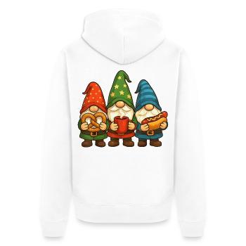 Weihnachtsgnom Trio mit Leckereien - Unisex Premium Bio Zip Hoodie - Weiß - Hinten - Thijin (182cm)