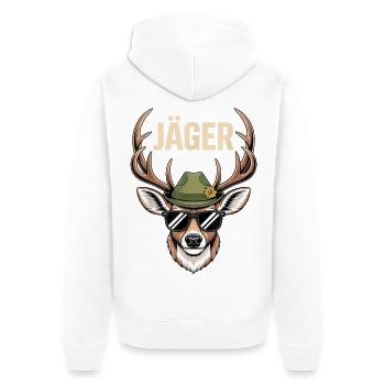 Cerf chasseur avec lunettes de soleil chapeau - Veste à capuche bio Premium Unisexe - blanc - Dos - Thijin (182cm)