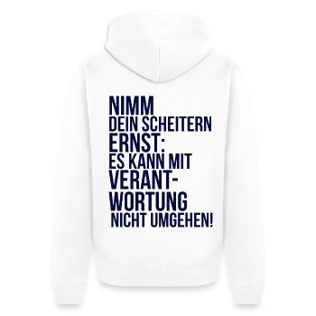 about going wild: Nimm dein Scheitern ernst - Unisex Premium Bio Zip Hoodie - Weiß - Hinten - Thijin (182cm)